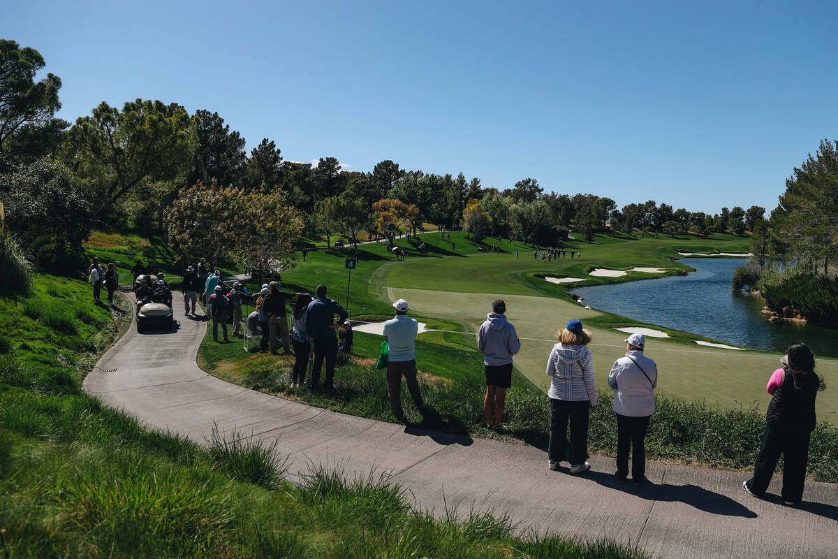 Golf fans watch a match between golfers Narin An and Nelly Korda during the T-Mobile Match Play ...