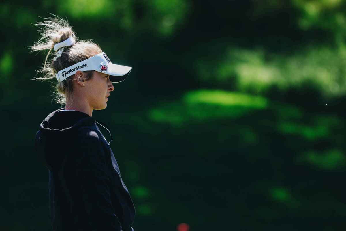 Nelly Korda watches her ball during the T-Mobile Match Play semifinals at Shadow Creek Golf Cou ...