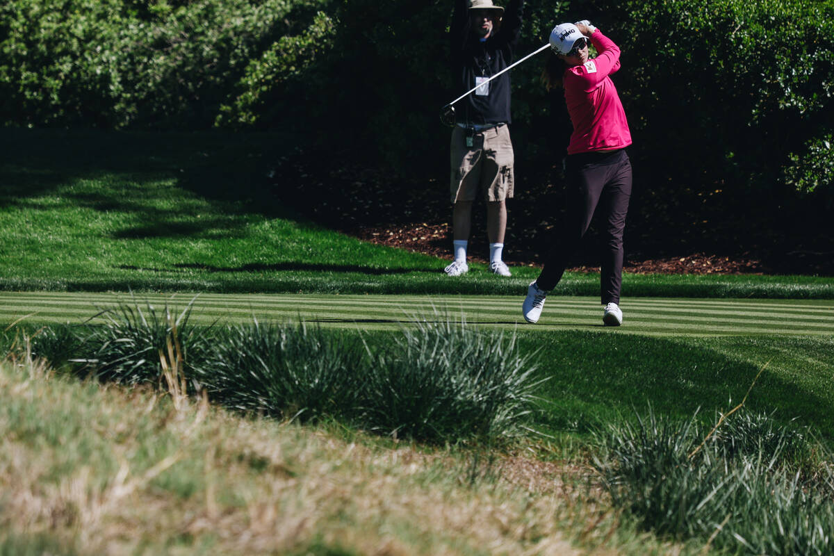 Leona Maguire swings her club during the T-Mobile Match Play semifinals at Shadow Creek Golf Co ...