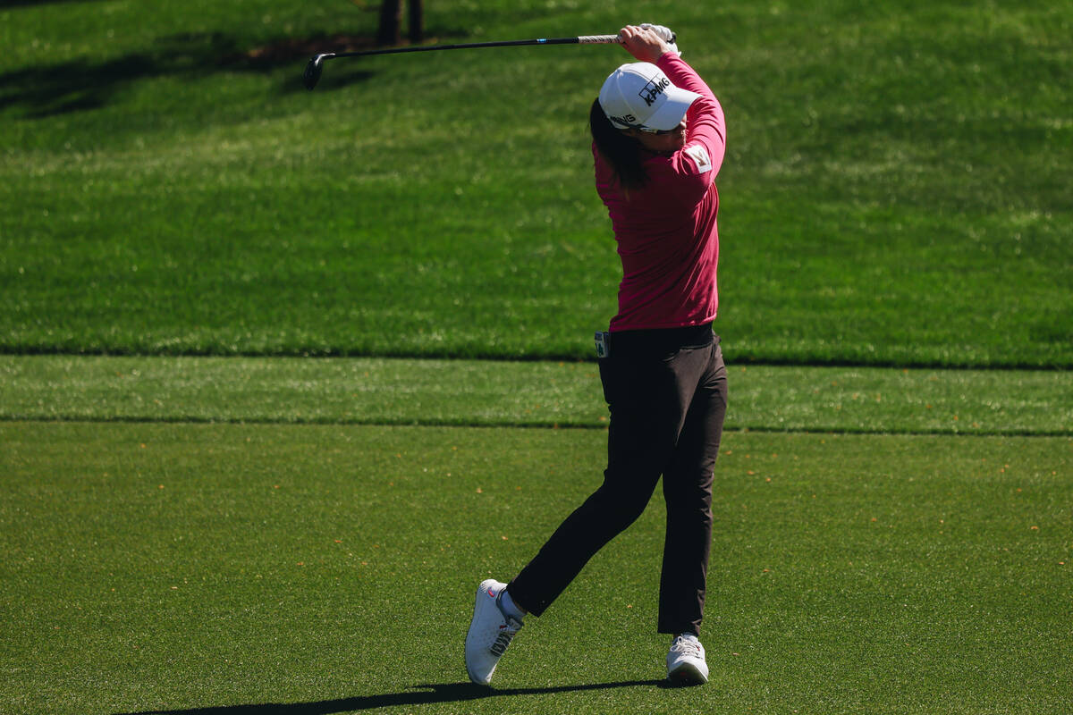 Leona Maguire swings her club during the T-Mobile Match Play semifinals at Shadow Creek Golf Co ...