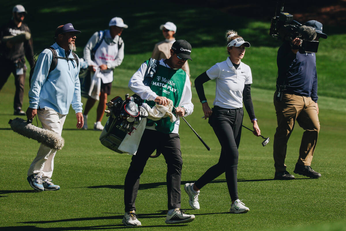 Nelly Korda walks the course during the T-Mobile Match Play semifinals at Shadow Creek Golf Cou ...