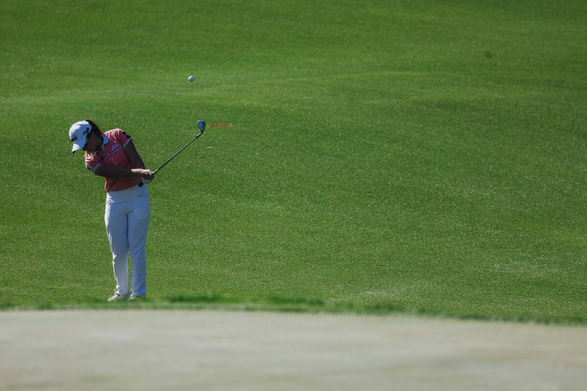 Leona Maguire strikes her ball during the T-Mobile Match Play championship match at Shadow Cree ...