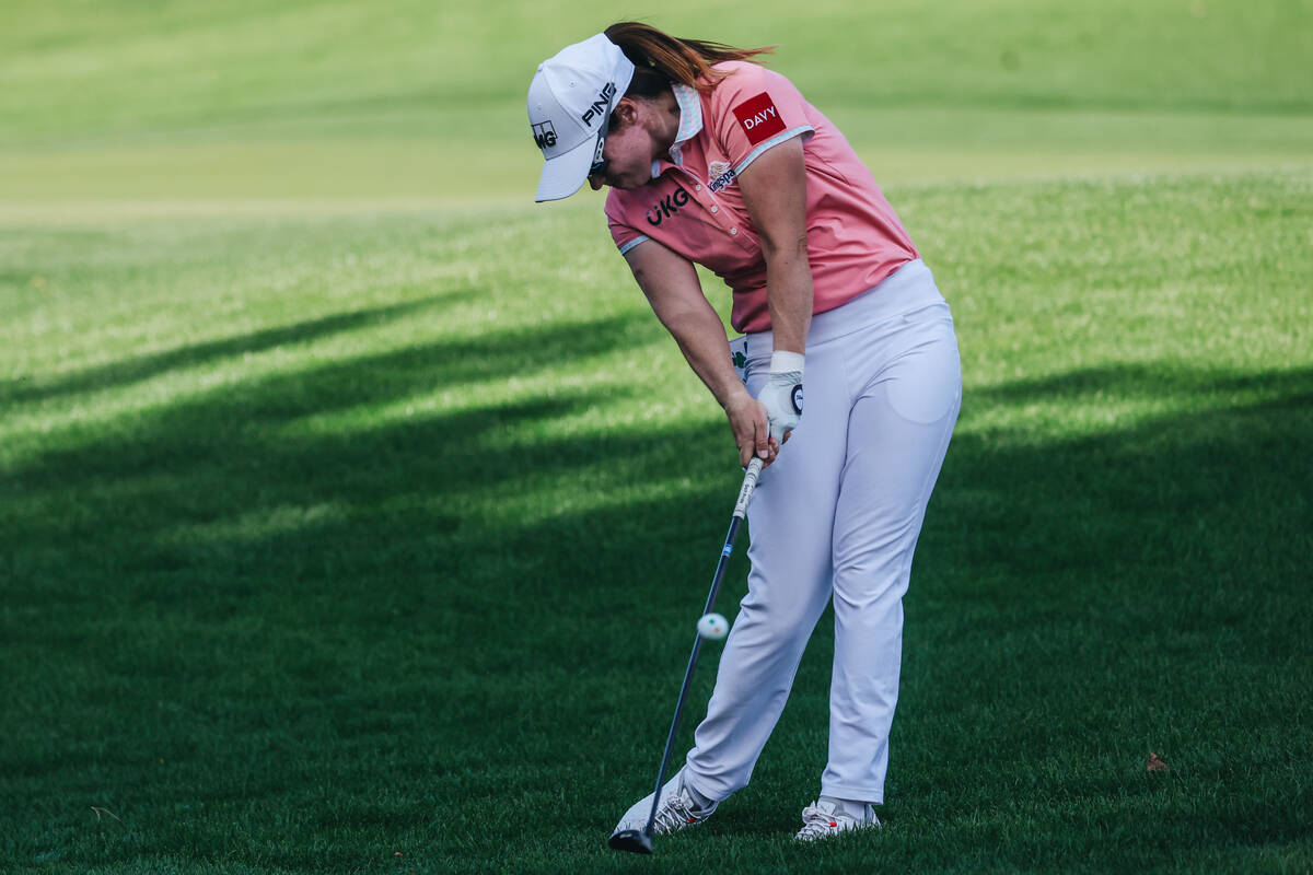 Leona Maguire strikes her ball during the T-Mobile Match Play championship match at Shadow Cree ...