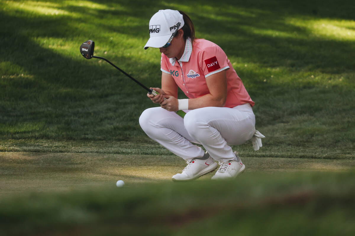 Leona Maguire takes a moment at the last hole during the T-Mobile Match Play championship match ...