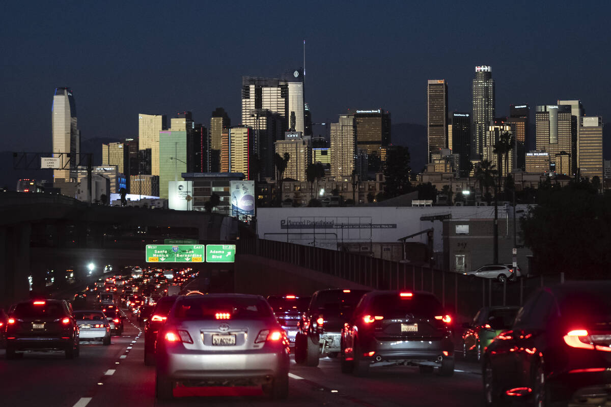 Traffic moves along the 110 Freeway in Los Angeles on Nov. 22, 2023. (AP Photo/Jae C. Hong, File)