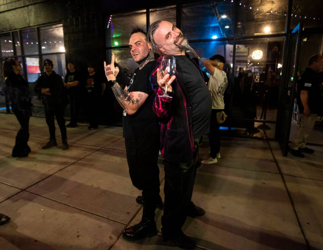 Sinwave co-owners Blake Attebury, left, and Martin Boynton pose for a photo during a concert at ...