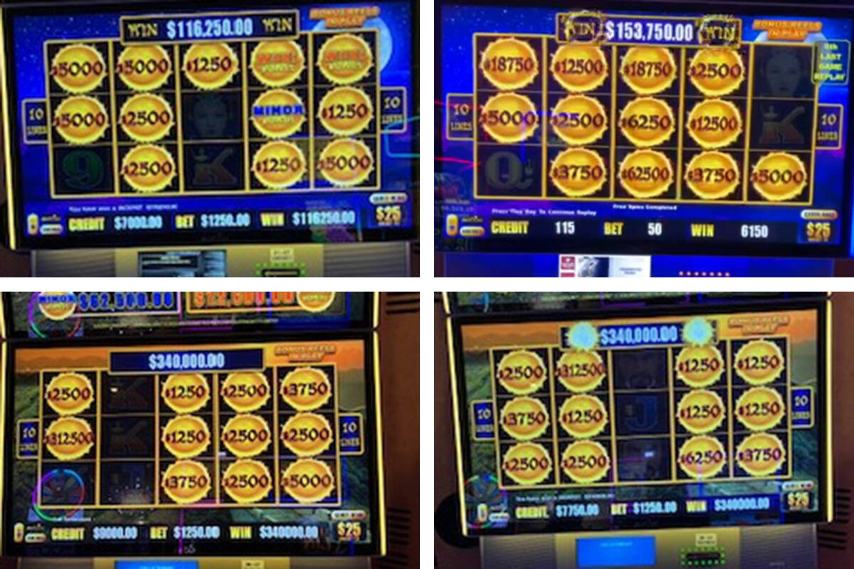 These are some of the eight slot jackpots one player won Tuesday, April 9, 2024, at Caesars Pal ...