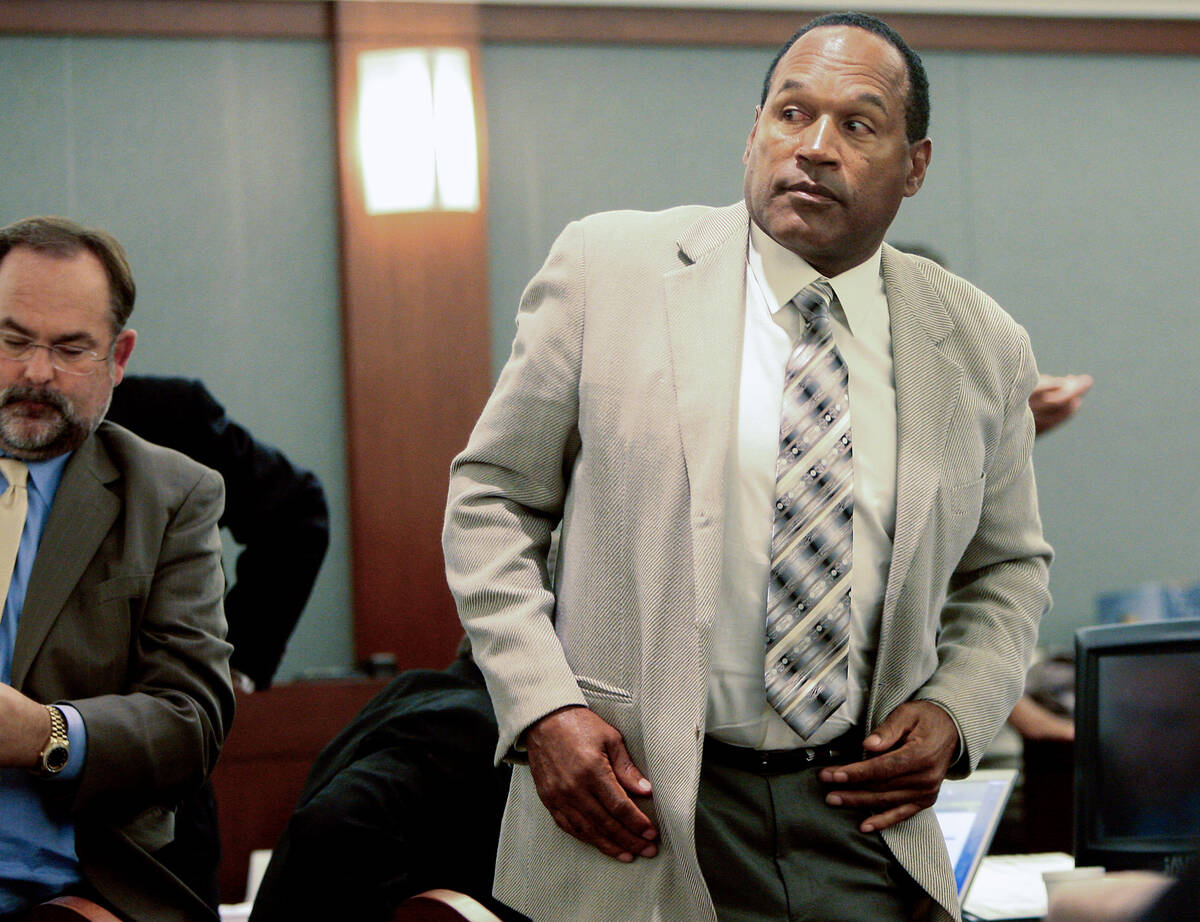 O.J. Simpson is seen during a break in jury selection for his trial in connection with the arme ...