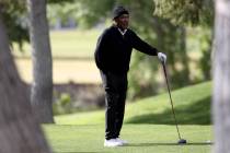 O.J. Simpson prepares to tee off on the seventh hole at Las Vegas National Golf Club on Wednesd ...
