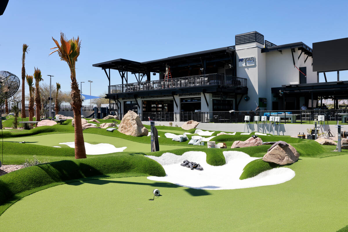 PopStroke mini-golf and entertainment facility at Town Square Las Vegas is shown under construc ...