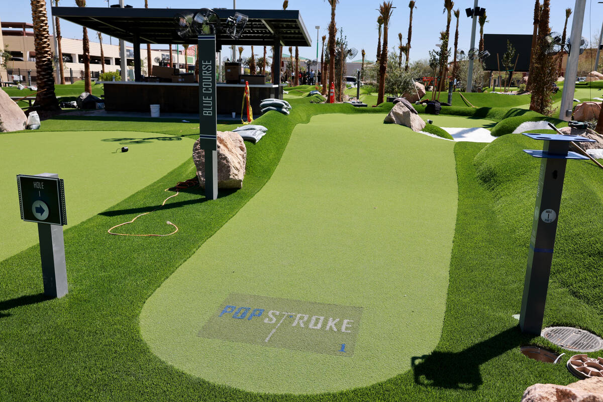 PopStroke mini-golf and entertainment facility at Town Square Las Vegas is shown under construc ...