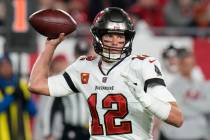 Tampa Bay Buccaneers quarterback Tom Brady (12) passes against the Dallas Cowboys during an NFL ...