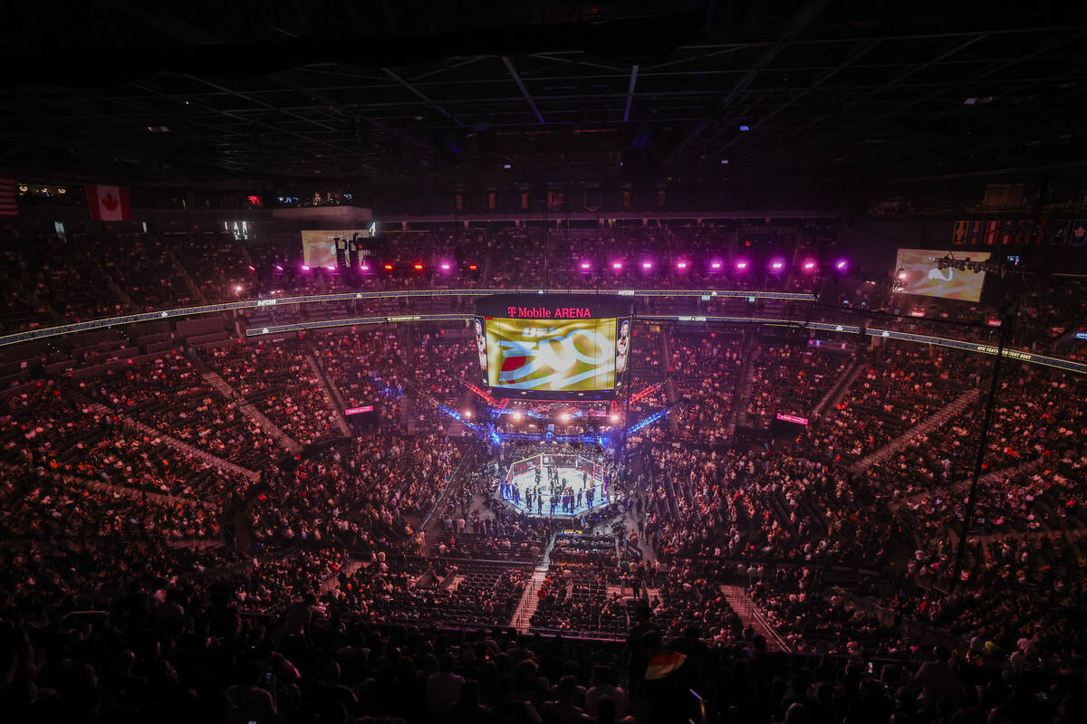 Fans fill the arena for UFC 300 at T-Mobile Arena Saturday, April 13, 2024, in Las Vegas. (Elle ...