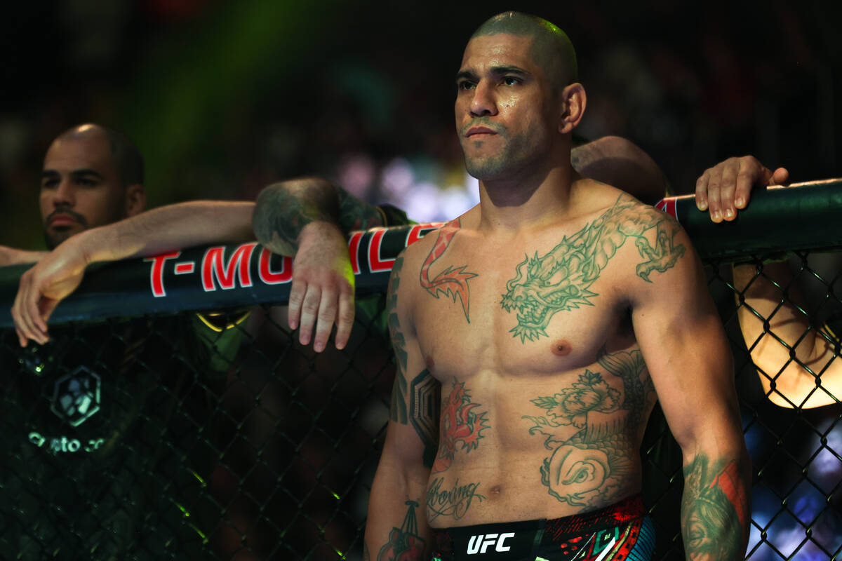 Alex Pereira prepares to face Jamahal Hill during a UFC 300 mixed martial arts light heavyweigh ...