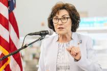 Sen. Jacky Rosen speaks during a press conference on Friday, June 16, 2023, at the East Vegas L ...