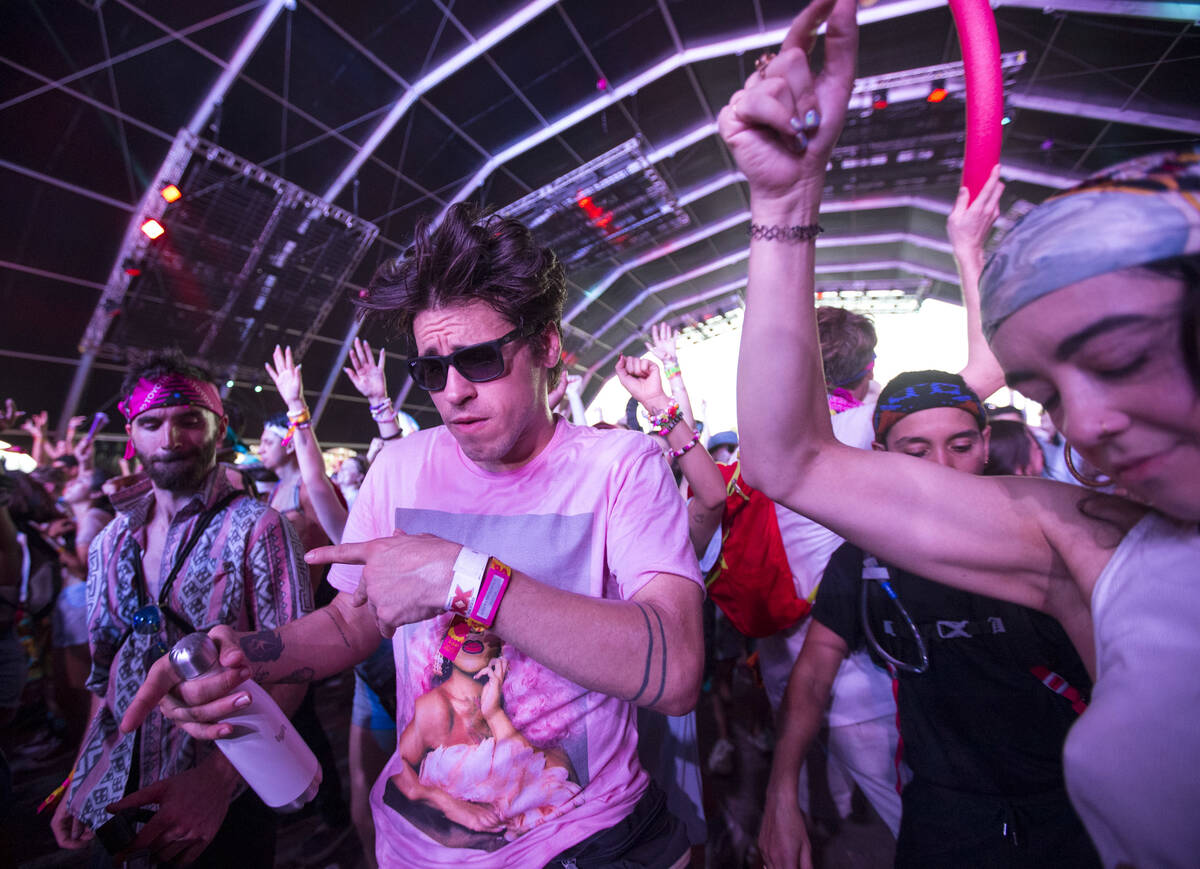 Fans dance to the sounds of Dutch DJ Sam Feldt at the Fremont stage on day two of the annual Li ...