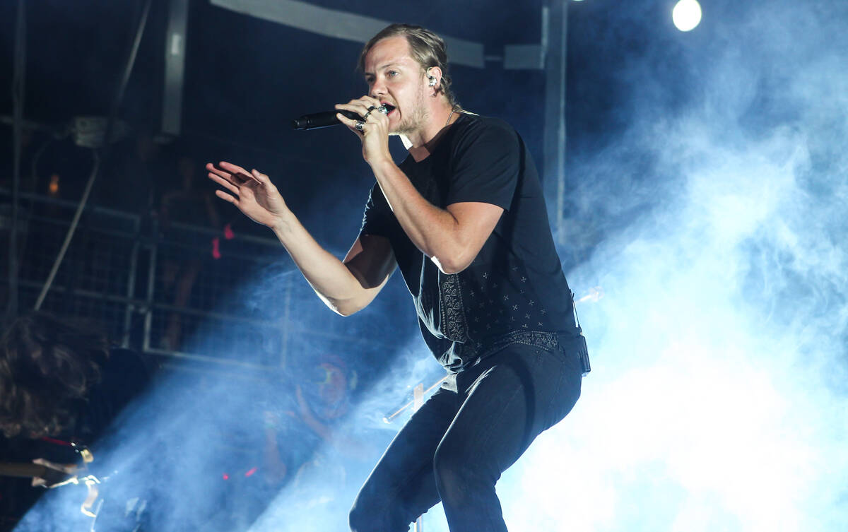 Dan Reynolds of Imagine Dragons performs during the Life is Beautiful festival in downtown Las ...