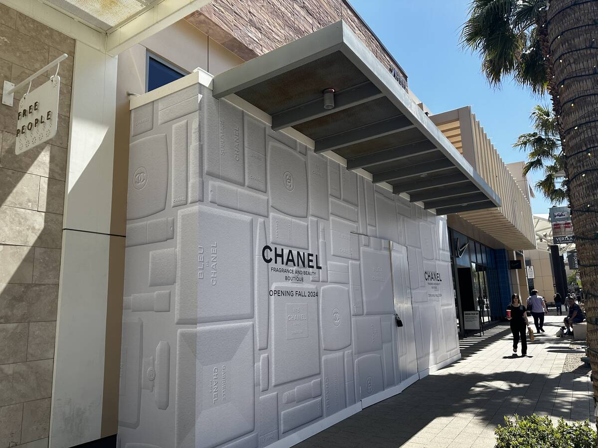 A sign shown Friday, April 12, 2024, indicates that a new Chanel Fragrance and Beauty Boutique ...