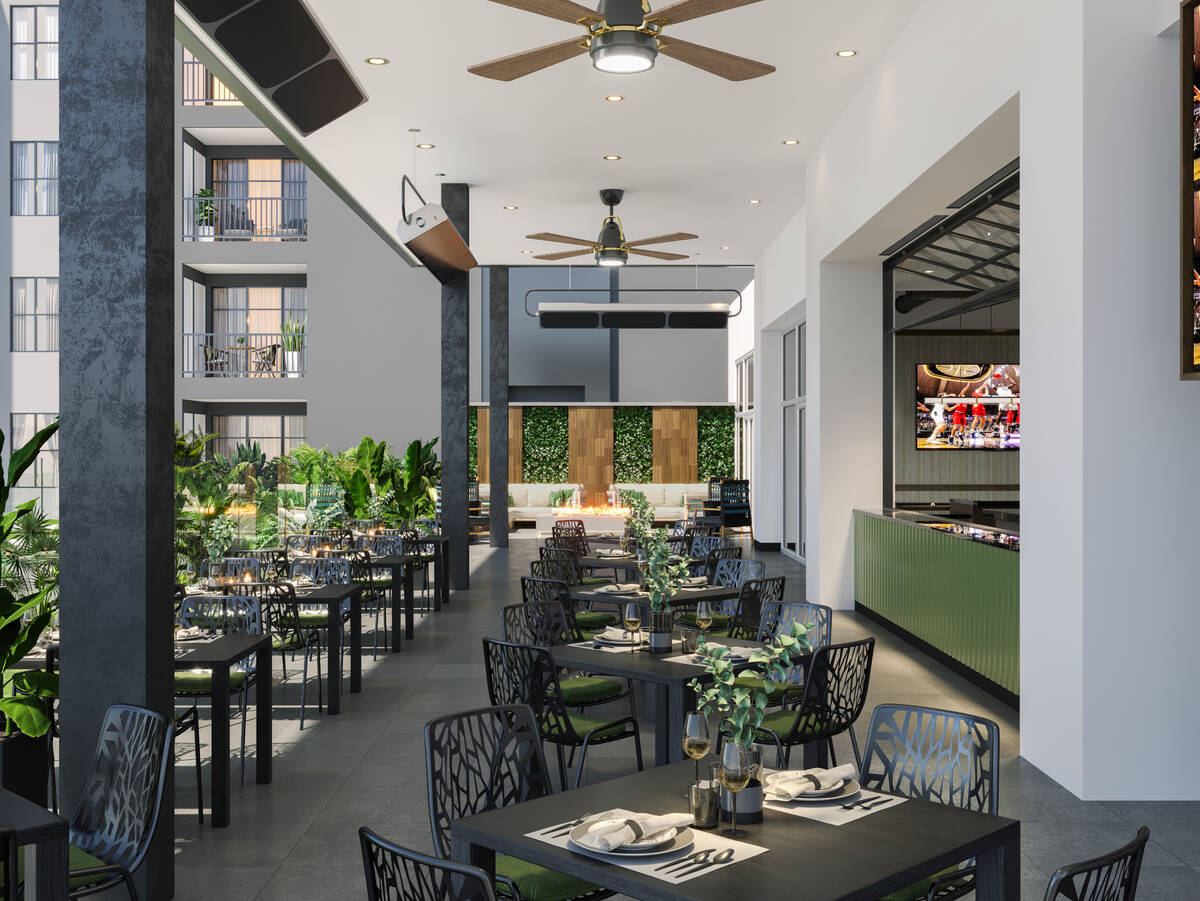 A rendering of the terrace at Lexie's Bistro set to open in May 2024 in Henderson. (Lexie's Bistro)