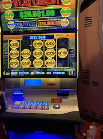 A jackpot for $153,750 is won Saturday, April 13, 2024, at Caesars Palace in Las Vegas. (Caesar ...