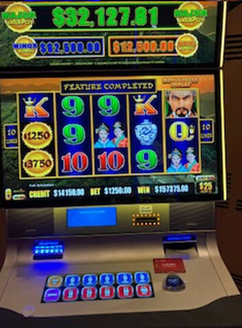 A jackpot for $157,375 is won Saturday, April 13, 2024, at Caesars Palace in Las Vegas. (Caesar ...
