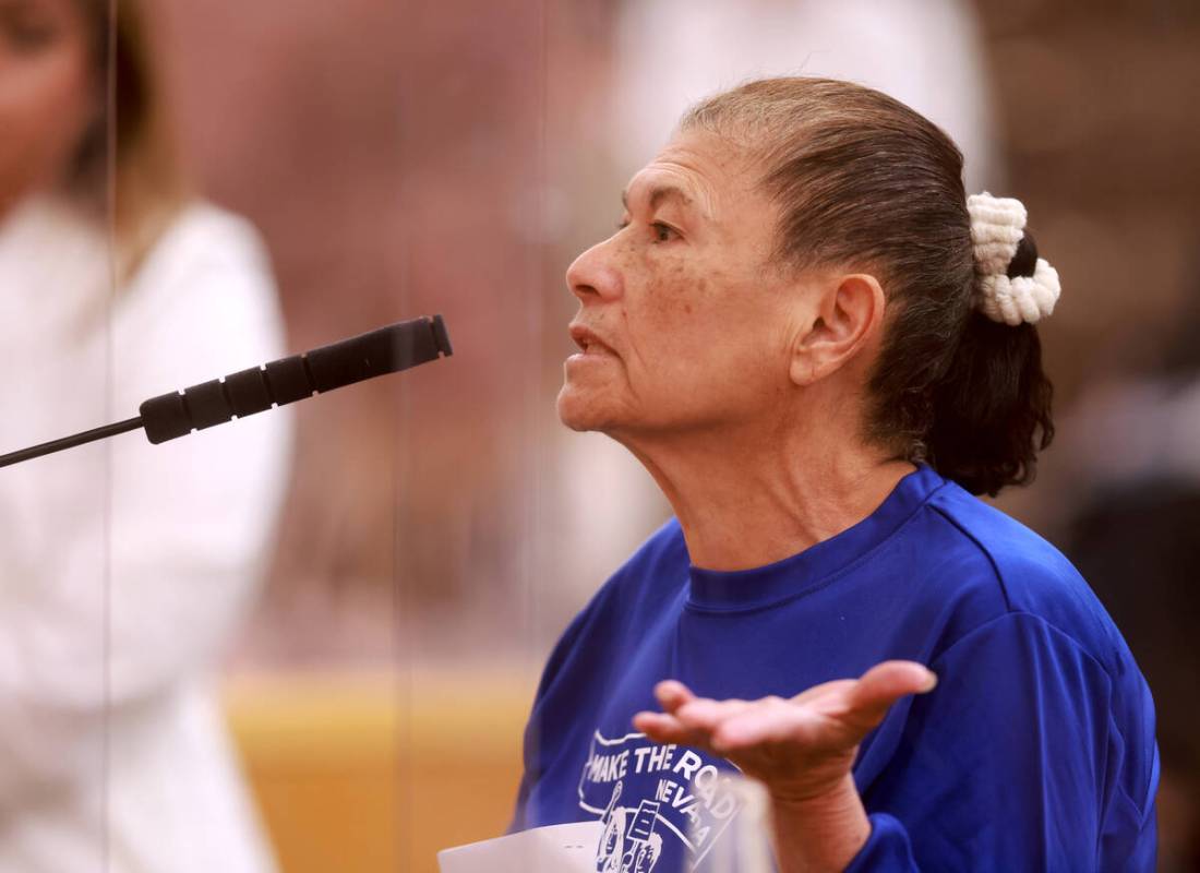 A sidewalk vendor speaks during a public hearing on a sidewalk vendor licensing ordinance at th ...