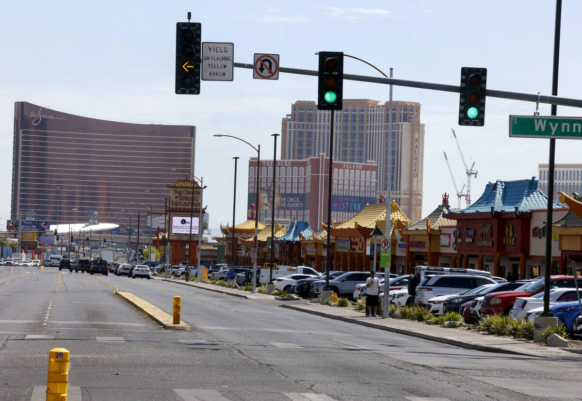 Motorists navigate on Spring Mountain Road near Chinatown, on Friday, April 12, 2024, in Las Ve ...