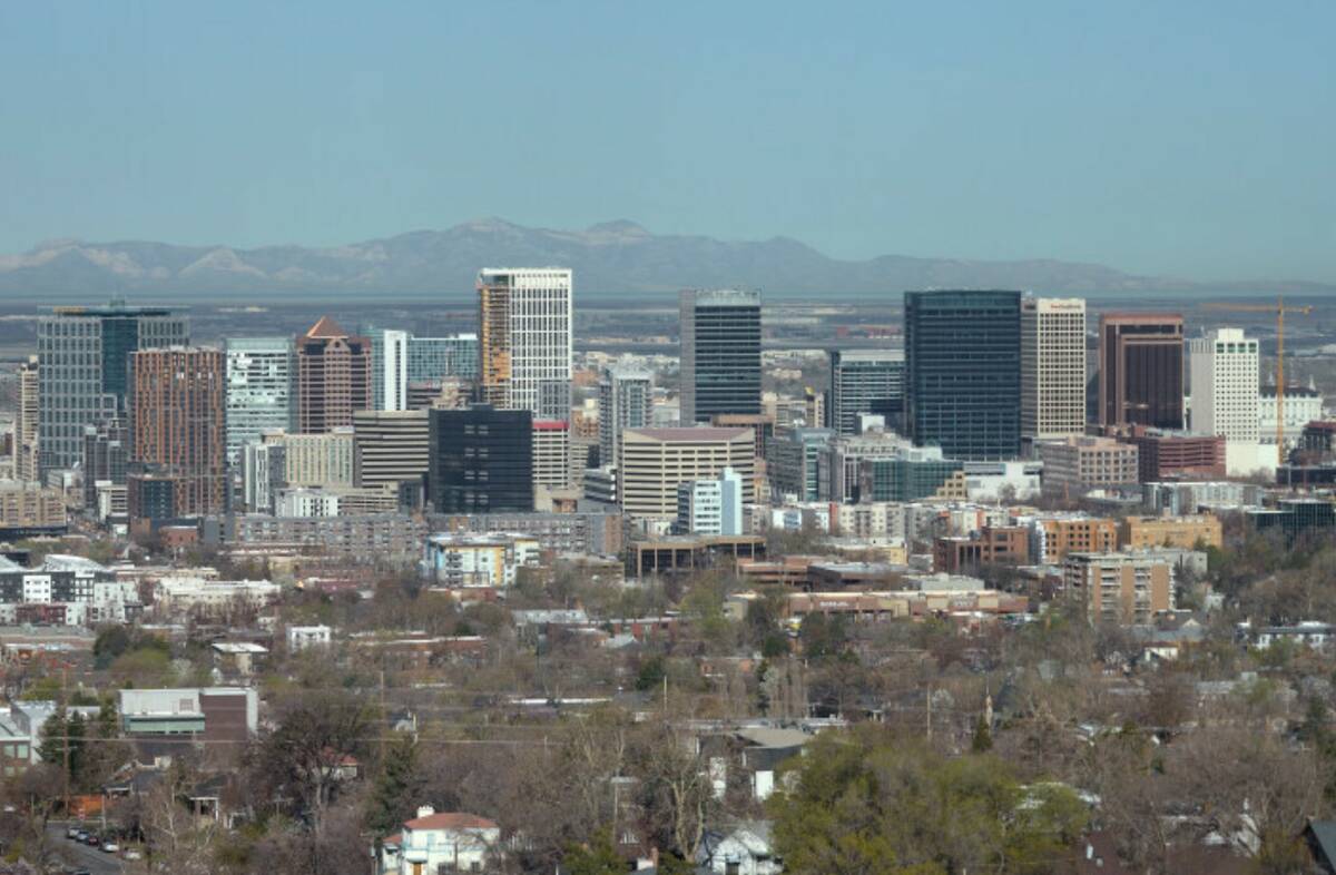Downtown Salt Lake City is shown Wednesday, April 10, 2024. (AP Photo/Rick Bowmer)