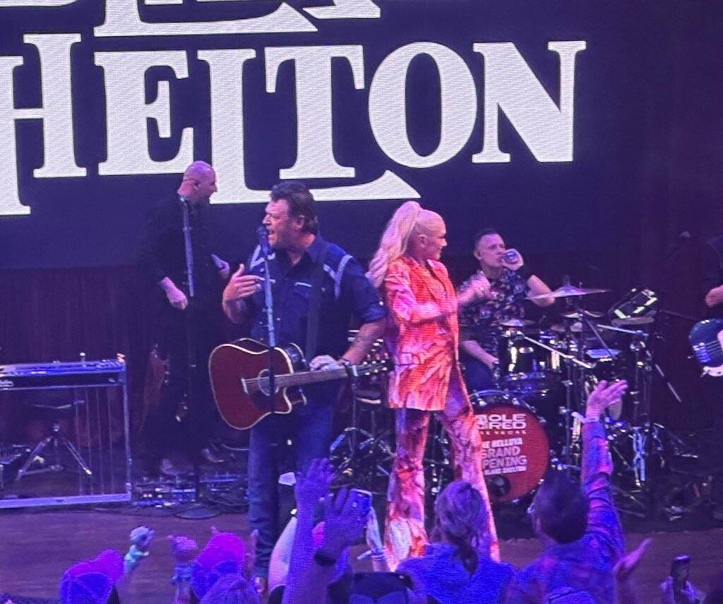 Blake Shelton and Gwen Stefani appear at the grand opening of Ole Red Las Vegas on Tuesday, Apr ...