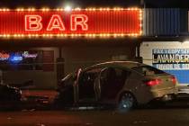 Police investigate a fatal crash near Boulder Highway and East Sahara Avenue in Las Vegas on We ...