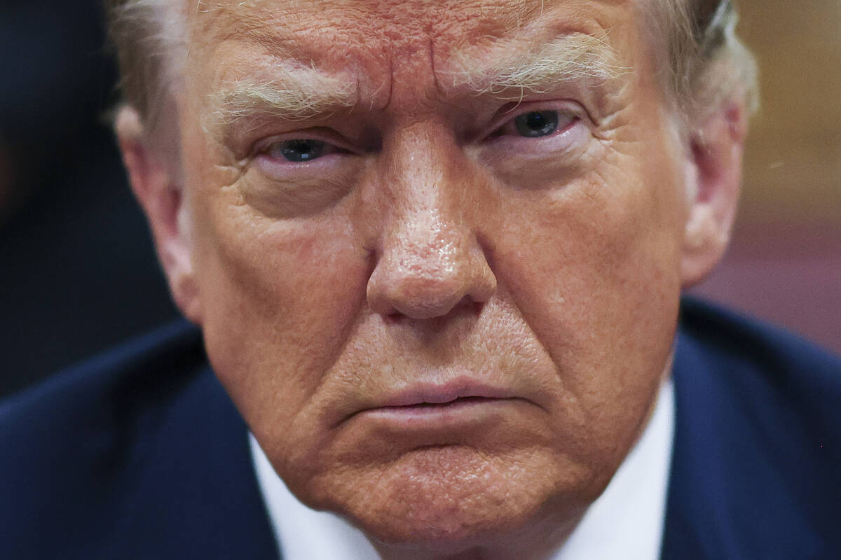 Former President Donald Trump awaits the start of proceedings during jury selection at Manhatta ...