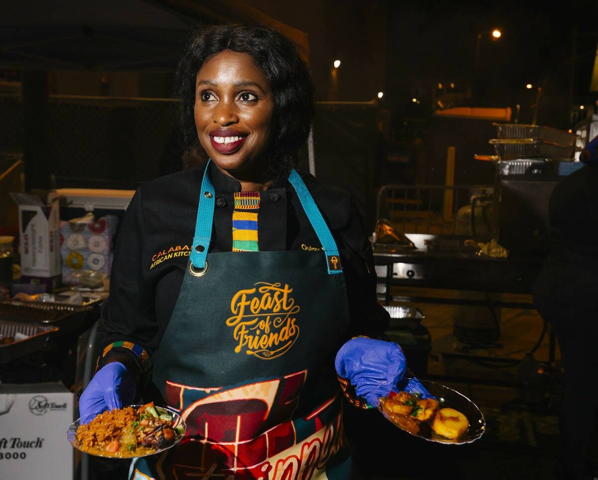 Oulay Fisher, chef-owner of Calabash African Kitchen, shown at the 2023 Vegas Unstripped food a ...