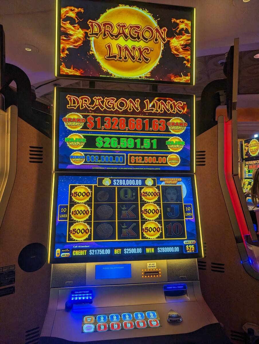 A slots player won a jackpot of $280,000 on Thursday, April 18, 2024, at Caesars Palace in Las ...
