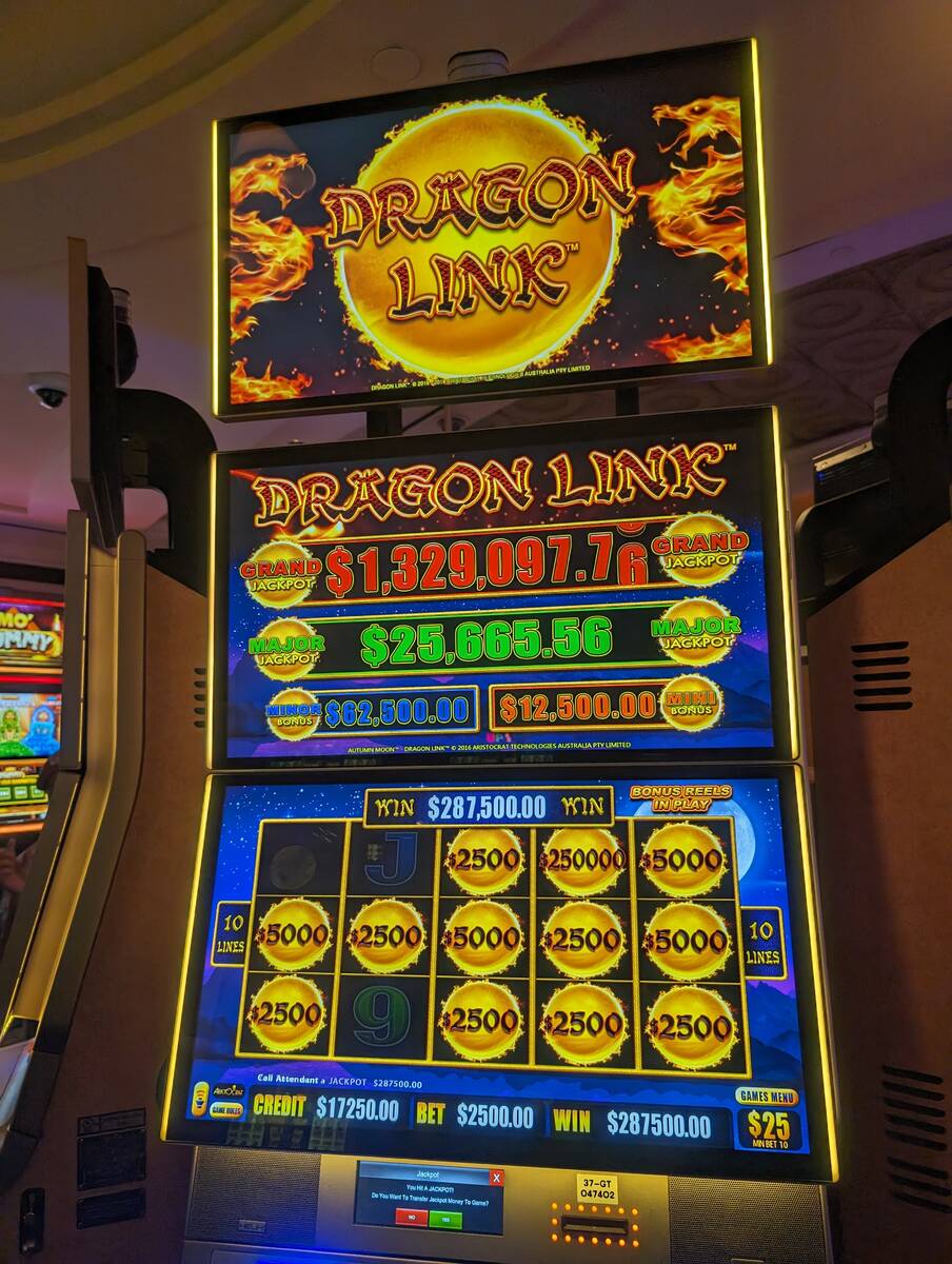 A slots player won a jackpot of $287,500 on Thursday, April 18, 2024, at Caesars Palace in Las ...
