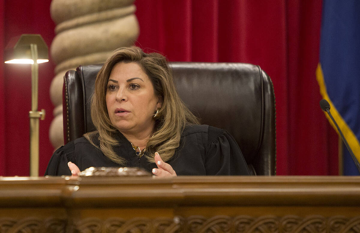 Nevada Supreme Court Justice Abbi Silver asks a questions during the first arguments for the ne ...