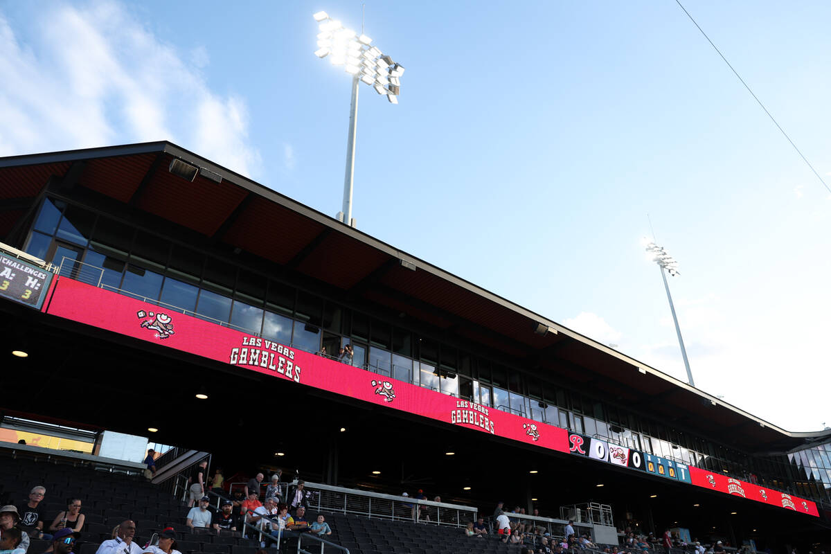 Las Vegas Gamblers branding is shown during a Minor League Baseball game at Las Vegas Ballpark ...