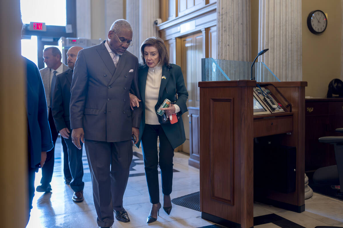 Rep. Gregory Meeks, D-N.Y., the ranking member of the House Foreign Affairs Committee, left, wa ...