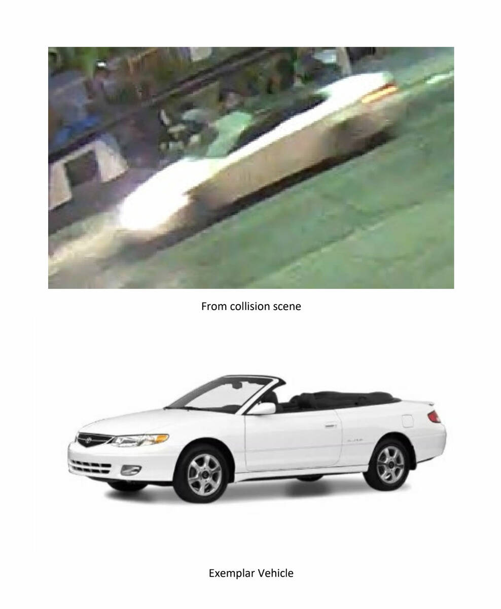 Vehicle caught on surveillance camera in a fatal hit-and-run crash on Saturday, April 20, 2024 ...