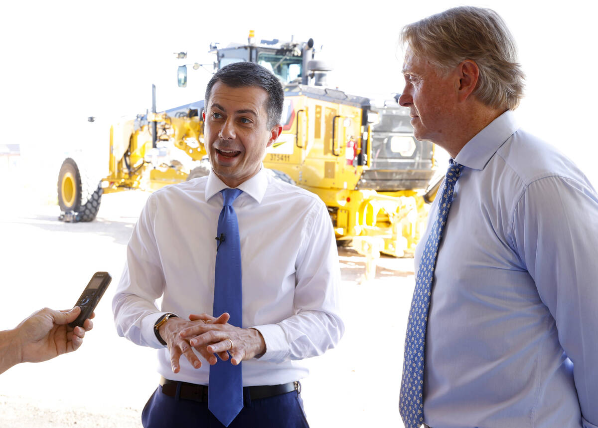 U.S. Department of Transportation Secretary Pete Buttigieg speaks during an interview with the ...