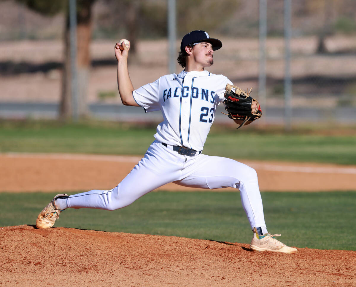 Foothill pitcher Josh Vaughn (23) throws against Green Valley in the fifth inning of their base ...