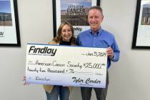 Gabriella Sandoval Sr. Development Manager with the American Cancer Society accepts Findlay Aut ...