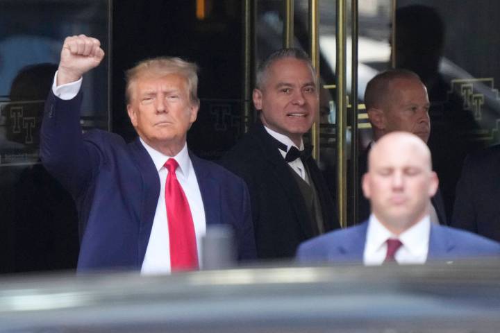 Former President Donald Trump leaves Trump Tower in New York. (AP Photo/Bryan Woolston)