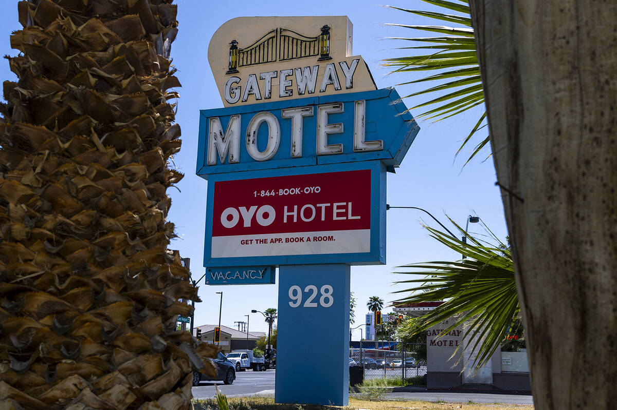 Sign for the soon to close Gateway Motel recently purchased by the Siegel Group with thoughts o ...