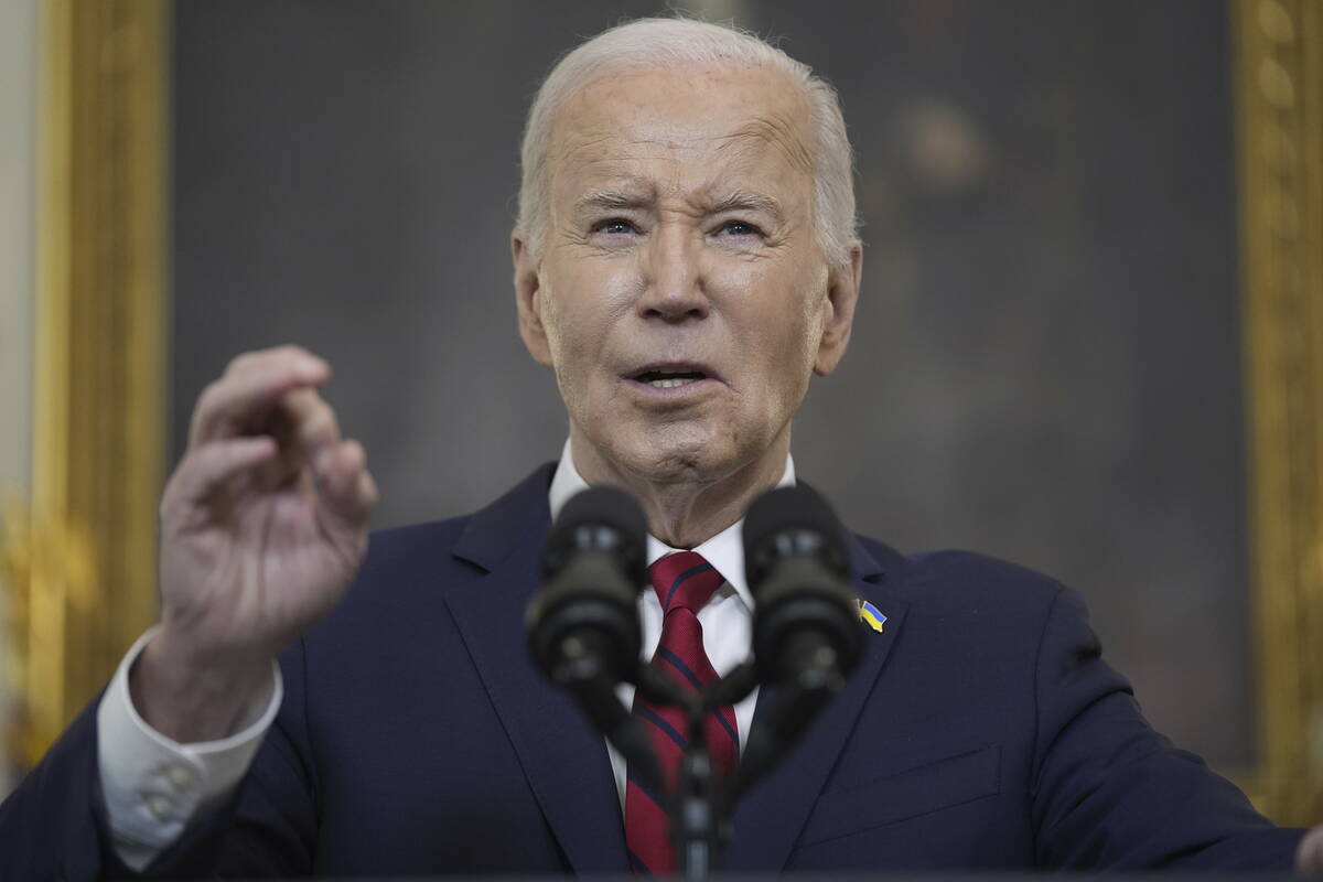 President Joe Biden speaks before signing a $95 billion Ukraine aid package that includes a Tik ...
