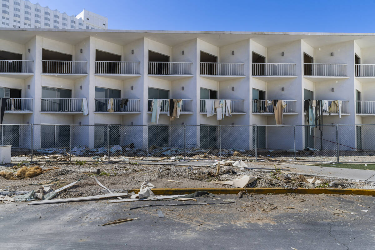 Demolition work continues on the Tropicana and rooms adjacent to the former Sky Beach Club on W ...
