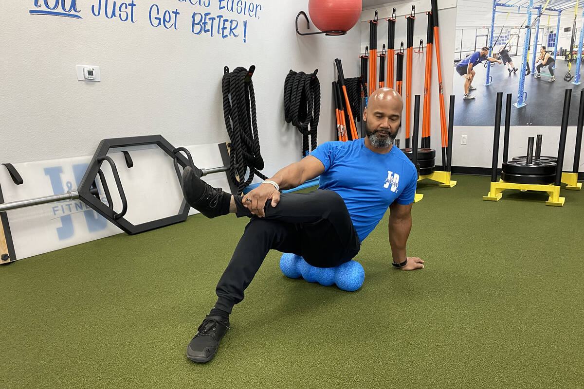 The author demonstrates myofascial release. Using a foam roller, this self-massage technique ca ...
