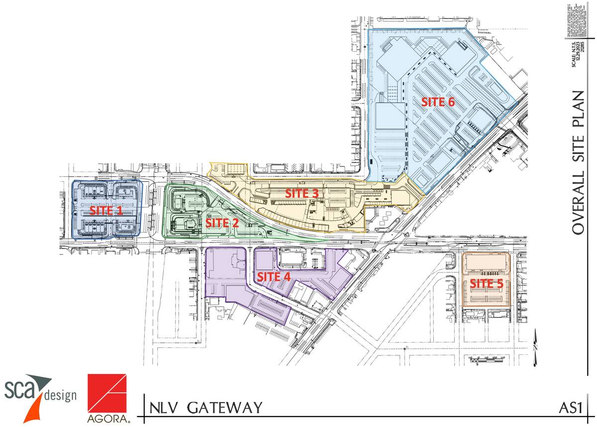 An overall site plan for the mixed-use NLV Gateway Village development in North Las Vegas that ...