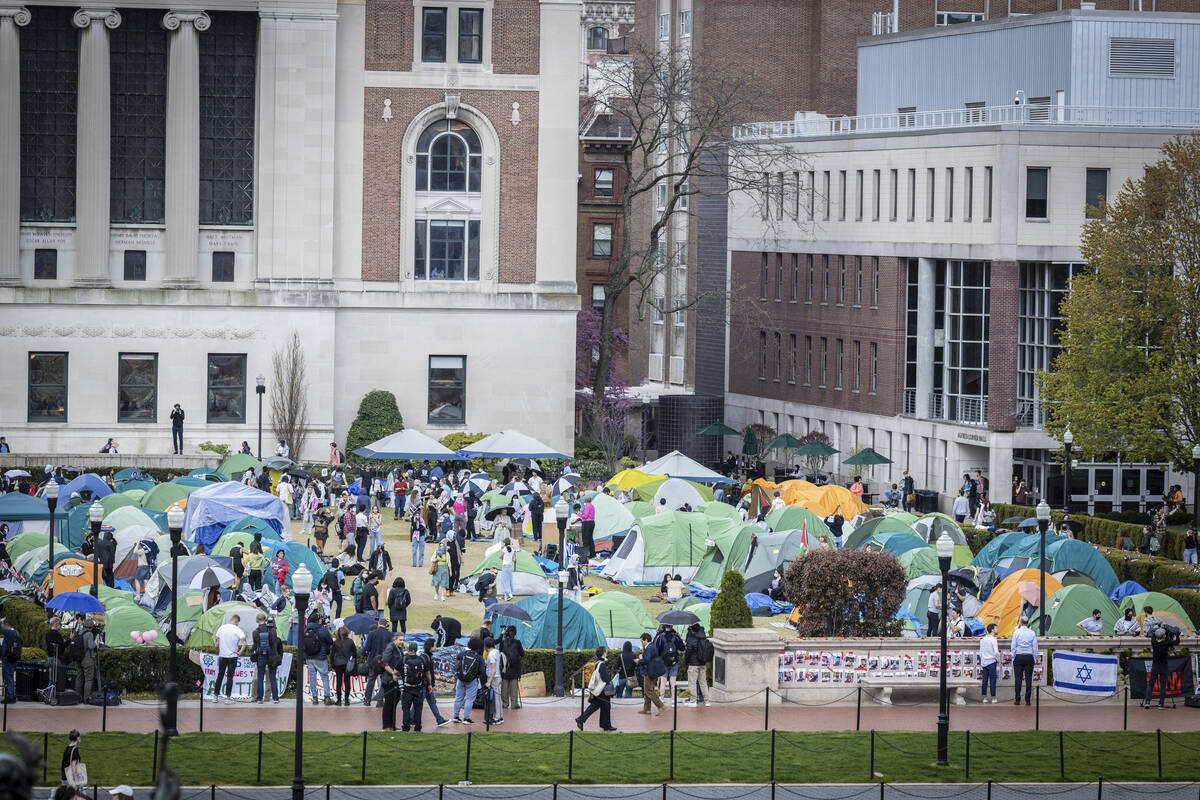 Tents erected at the pro-Palestinian demonstration encampment at Columbia University in New Yor ...