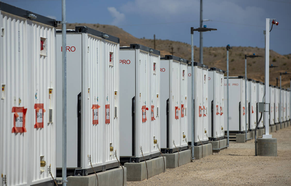 Some of the 208 battery containers on site during a tour by NV Energy for its Reid Gardner Batt ...