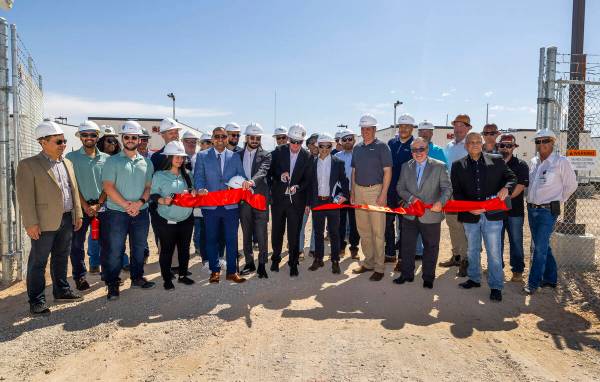 NV Energy personnel and other invited individuals conduct a ribbon cutting followed by a tour f ...